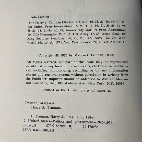 Harry S. Truman Book by Margaret Truman - First Edition 1972 - Picture 5 of 9